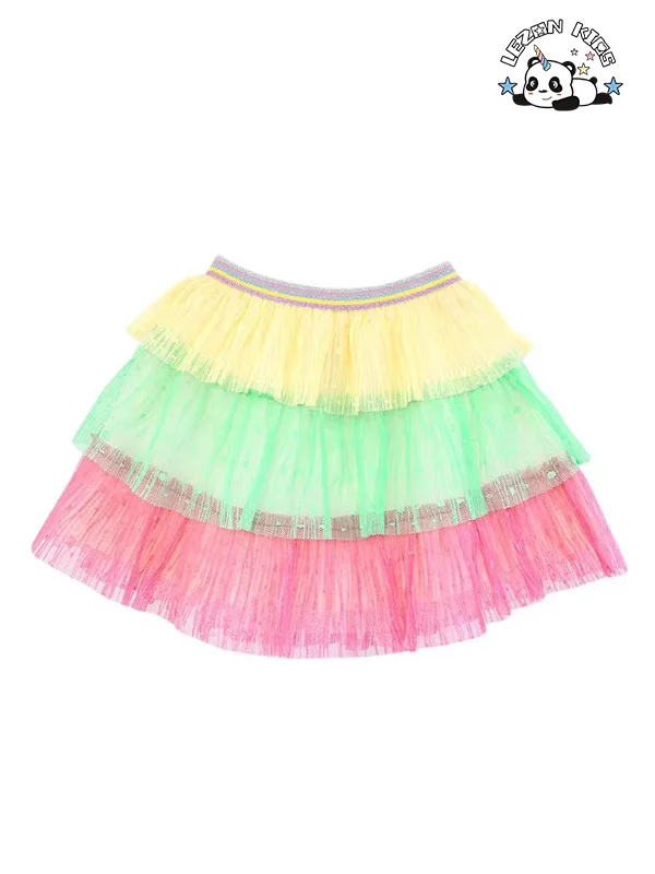 LEZONKIDS - Atacado de Novo Produto saia mini tutu de tule macio colorido personalizado de três camadas para meninas crianças
